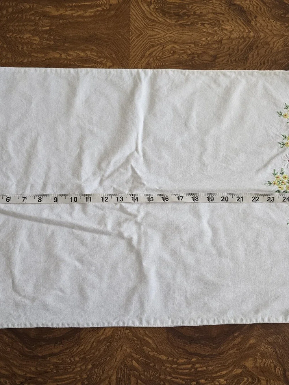 Vintage Hand Embroidered Pillowcase with Floral Design, Standard, Cottagecore